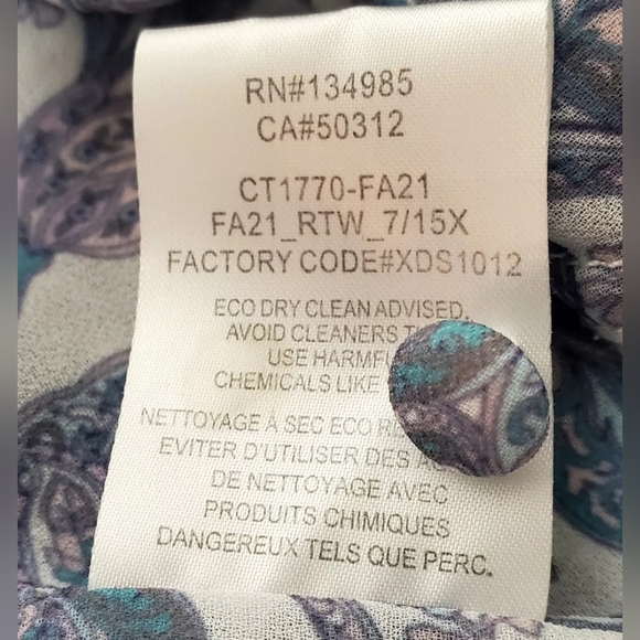 For Love & Lemons Blouse Crop Top Janelle Boho Ruffle V-Neck CT-1770 Blu/Wht/Prp - Picture 12 of 12